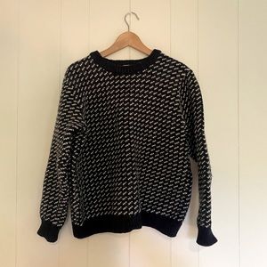 L.L.Bean Navy Wool Birds Eye Sweater